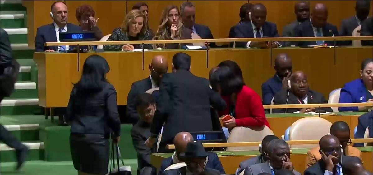 The Cuban delegation walks out