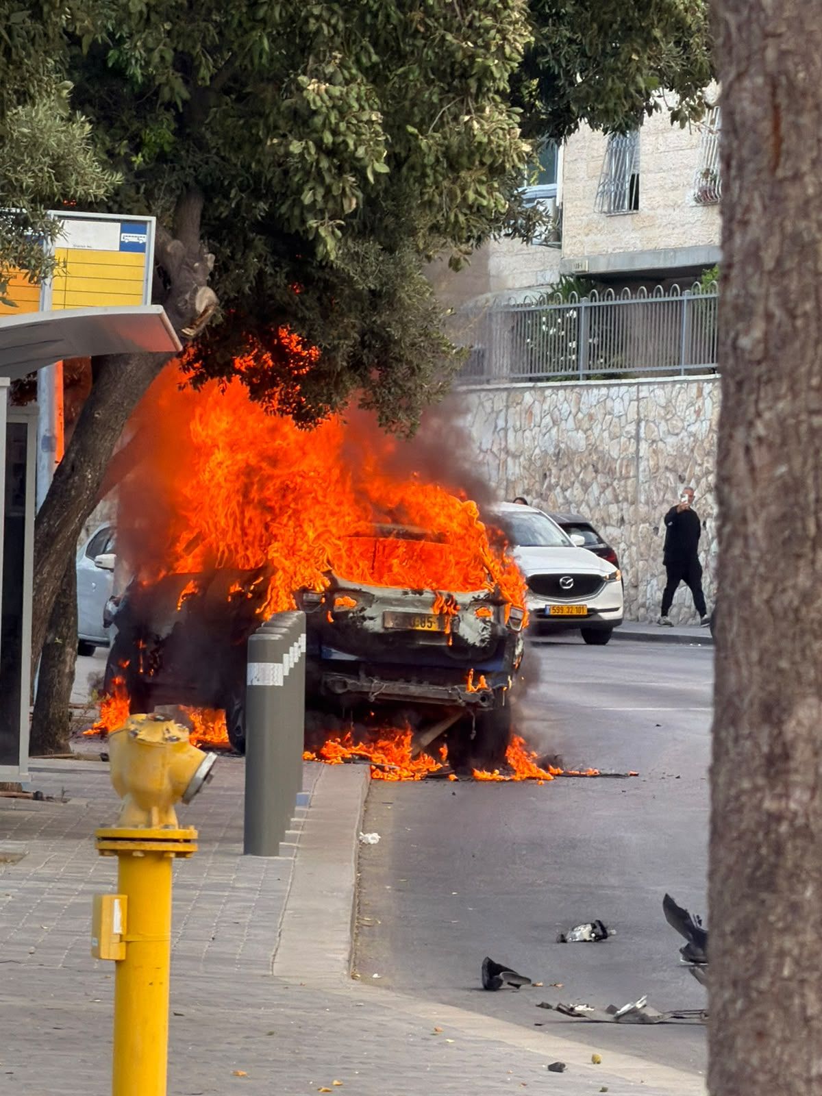 The scene in Armon Hanatziv this morning