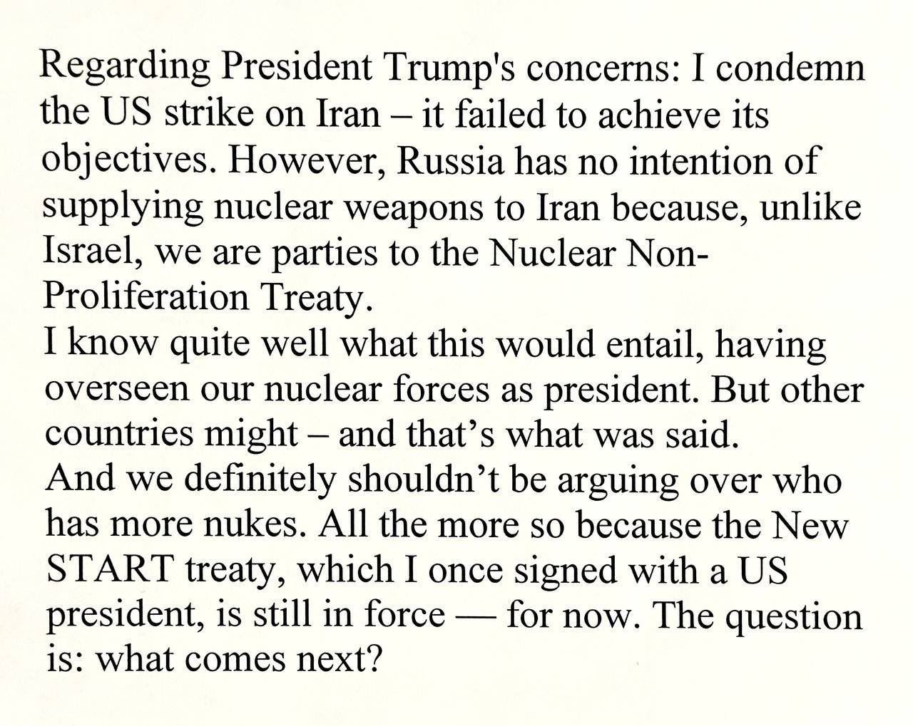 Dmitry Medvedev's statement.