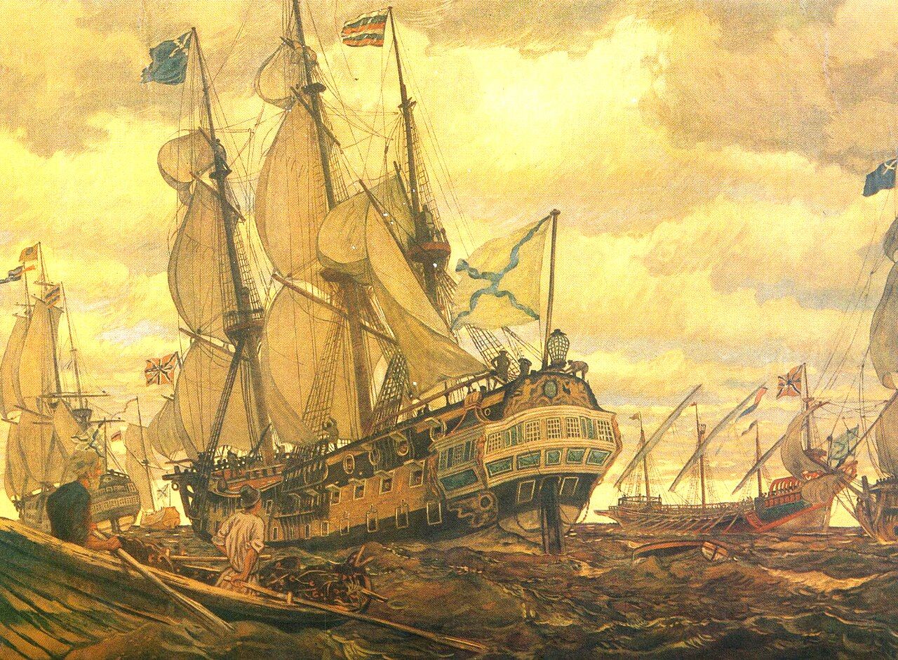 The Russian fleet of Peter the Great in the Caspian Sea