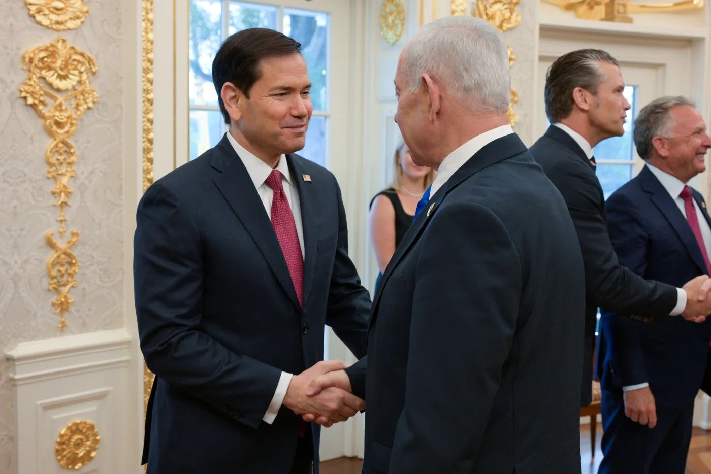 Prime Minister Benjamin Netanyahu meeting Rubio in the White House