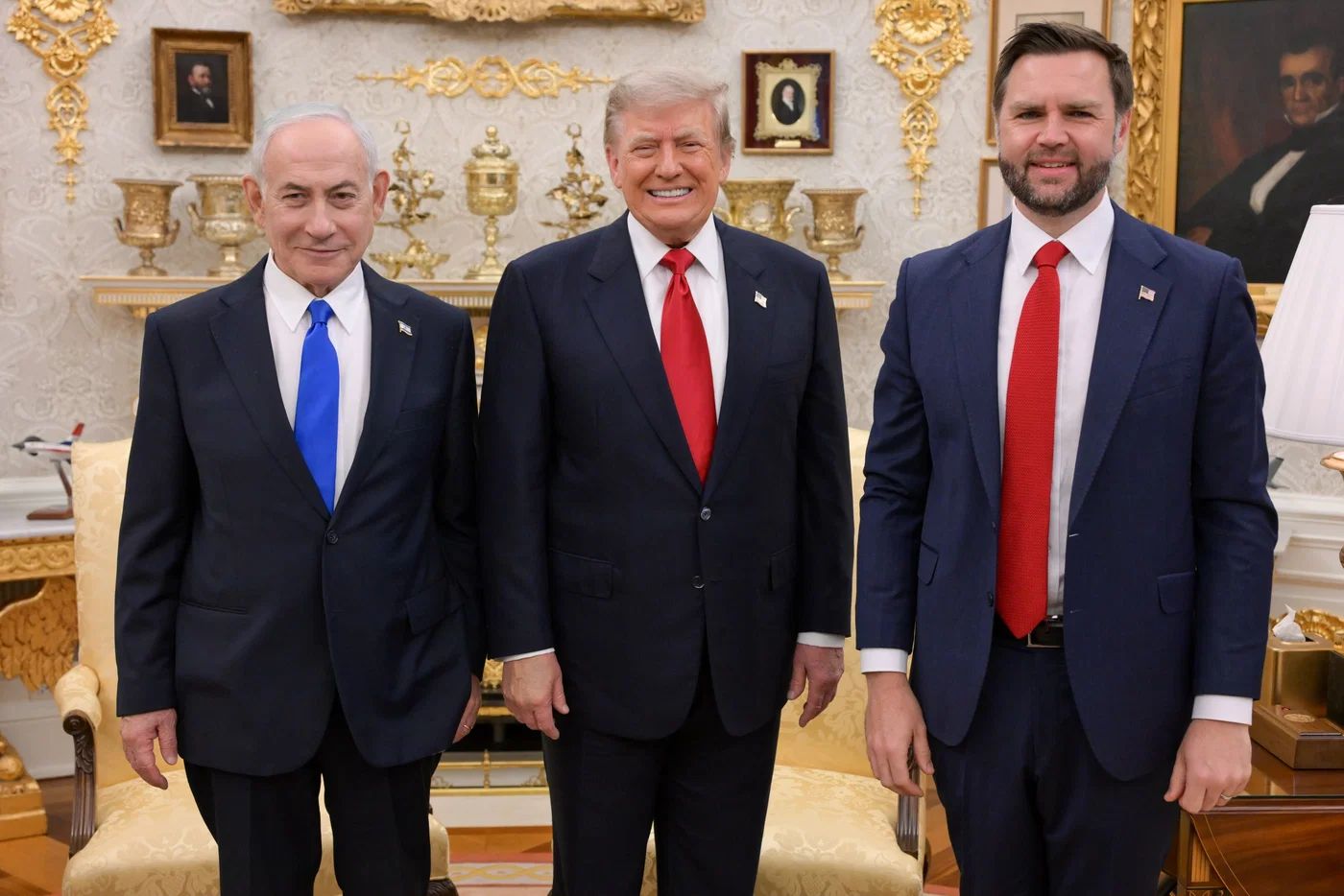 VicePresident JD Vance, President Donald Trump and Israeli PM Benjamin Netanyahu