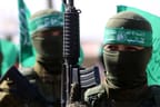 Hamas terrorists  take part in an anti-Israel military show in the southern Gaza Strip,