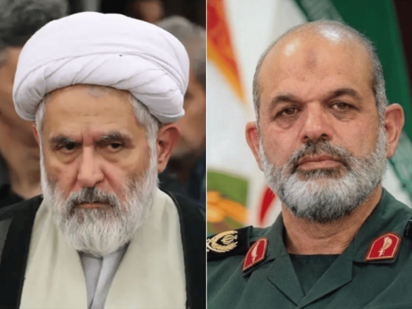 From the right: Ahmad Wahidi, Commander of the Islamic Revolutionary Guard Corps. On the left: Hossein Tab, Commander of the semi-military force in Sistan-Baluchestan.