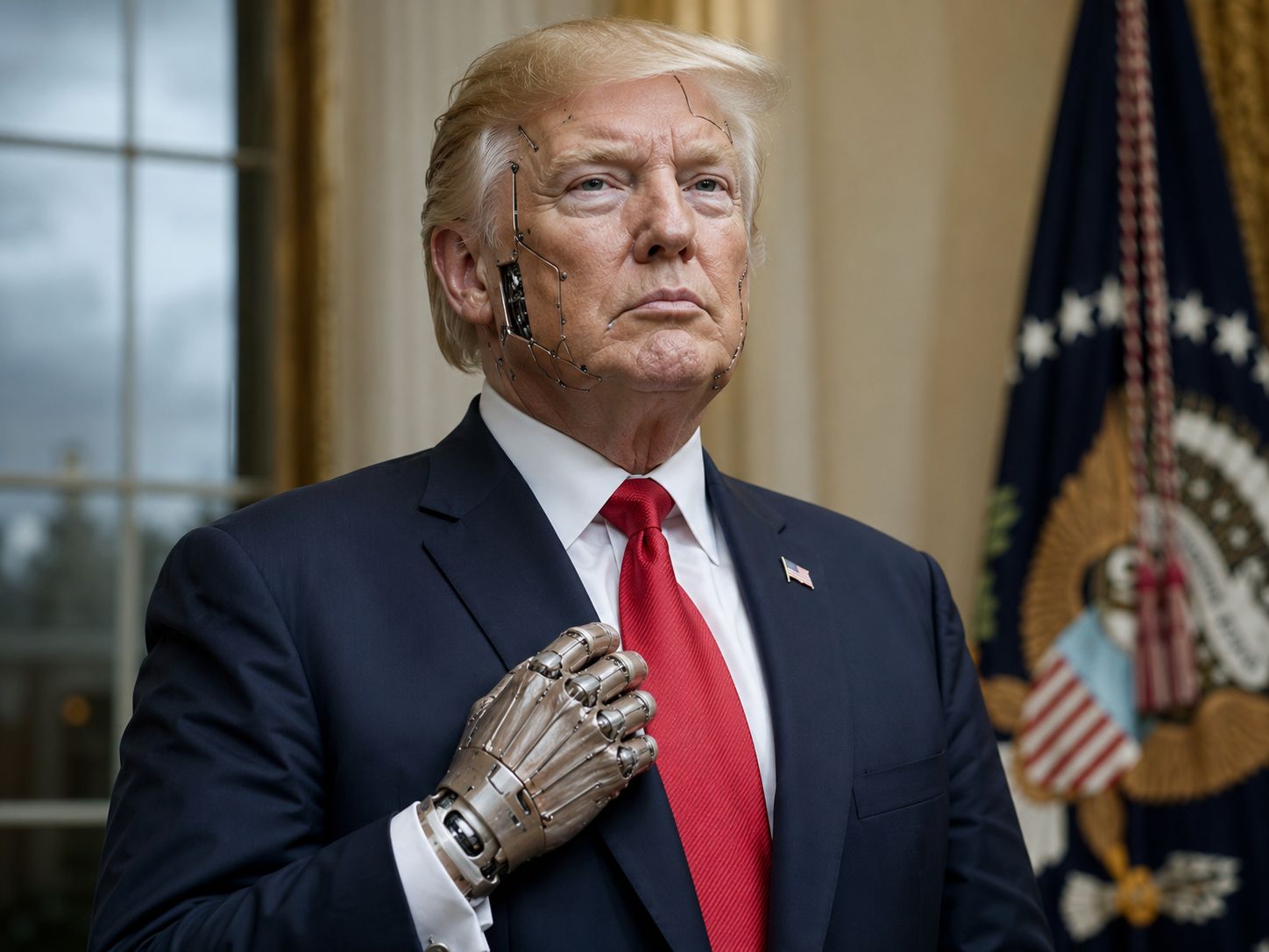 An AI Donald Trump. Illustration.