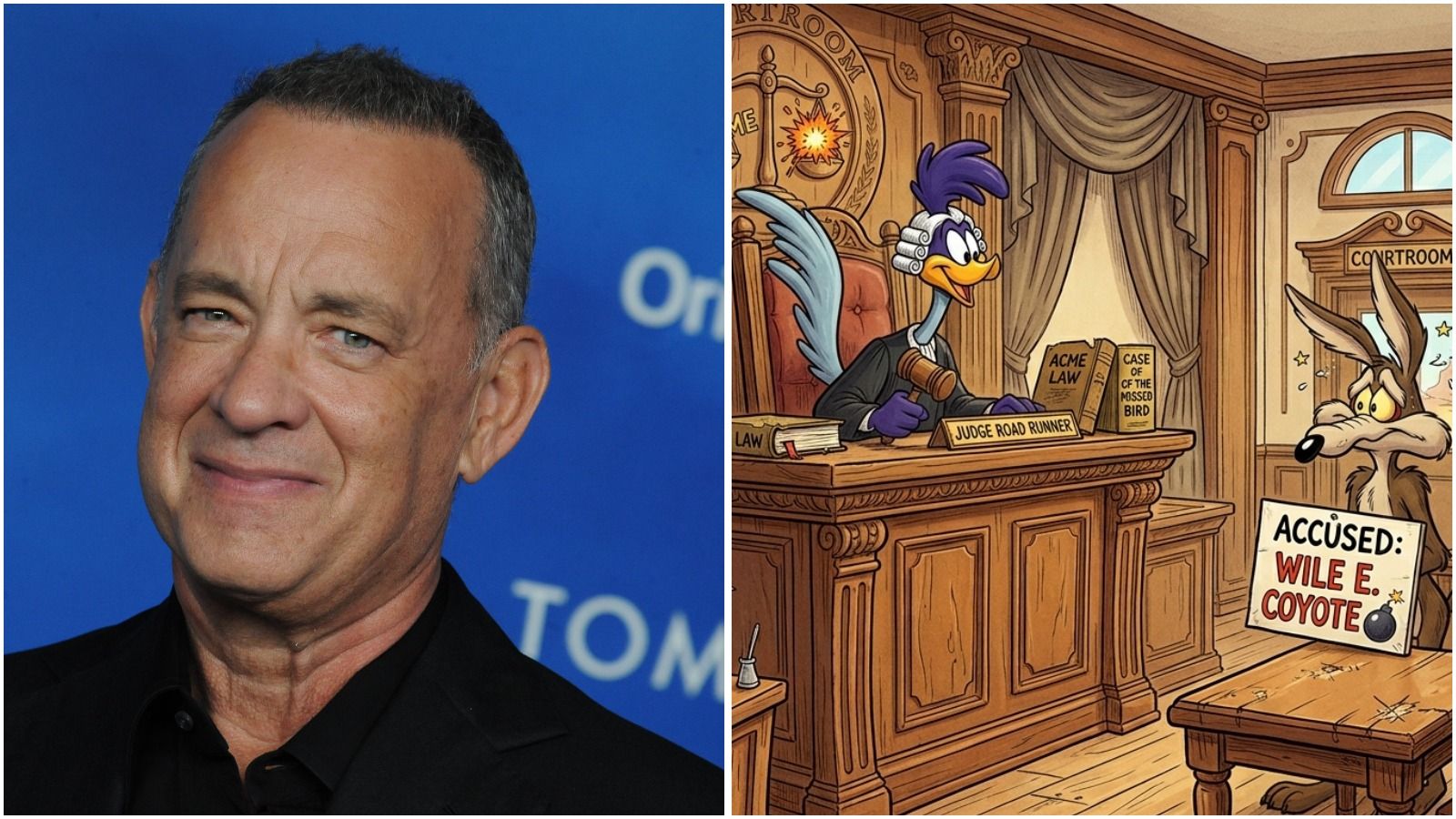 Forrest Gump star Tom Hanks and the Road Runner vs. Wile E. Coyote