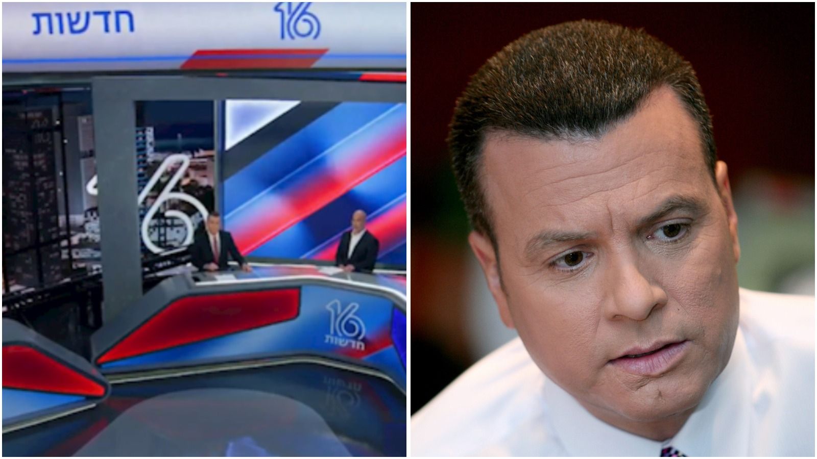 News anchor Yaakov Eilon in the Channel 16 studio
