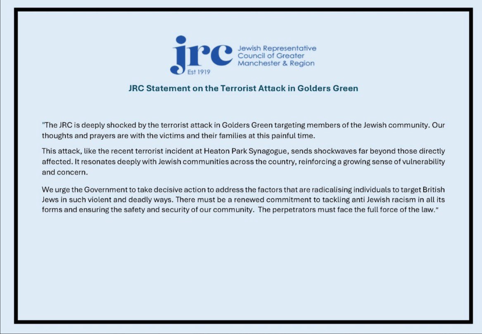 JRC statement