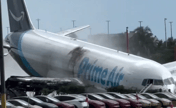Amazon Cargo Plane Veers Off Runway at Miami Airport, Strikes Vehicles and Catches Fire