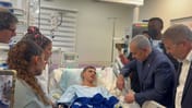 Netanyahu visiting the wounded student in hospital