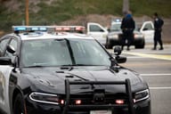 Los Angeles Police Department units respond to the scene of an incident.