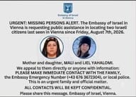 Israeli Mother and Daughter Missing in Vienna: Investigators Think They are Alive