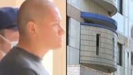Right, the hotel where the woman was found; left, Devin Ballard under arrest