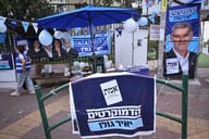 Entrance to a polling station in central Israel