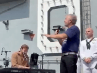 Alon Ohel Performs "Superman" Aboard USS Nimitz