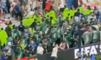 Celebrating after UK wins FIFA match against Mexico