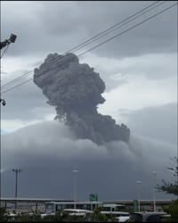 Volcano erupts