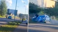 High-Speed Chase at 90 km/h: Police Car Pursues Scooter Rider Into Canal