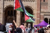 Pro-Palestinian protesters at an encampment at UCLA