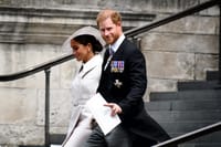 Returning home. Prince Harry and his wife.