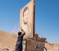 Defacement of the Houthi leader's image