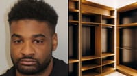Left: Joel Lewis; right: wardrobe closet, illustration