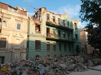 Destroyed house in the center of Odesa as a result of the explosion of a Russian rocket