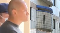 Right, the hotel where the woman was found; left, Devin Ballard under arrest
