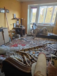 One of the Jewish families' apartments damaged in the strike