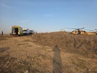 The helicopter at the scene, today