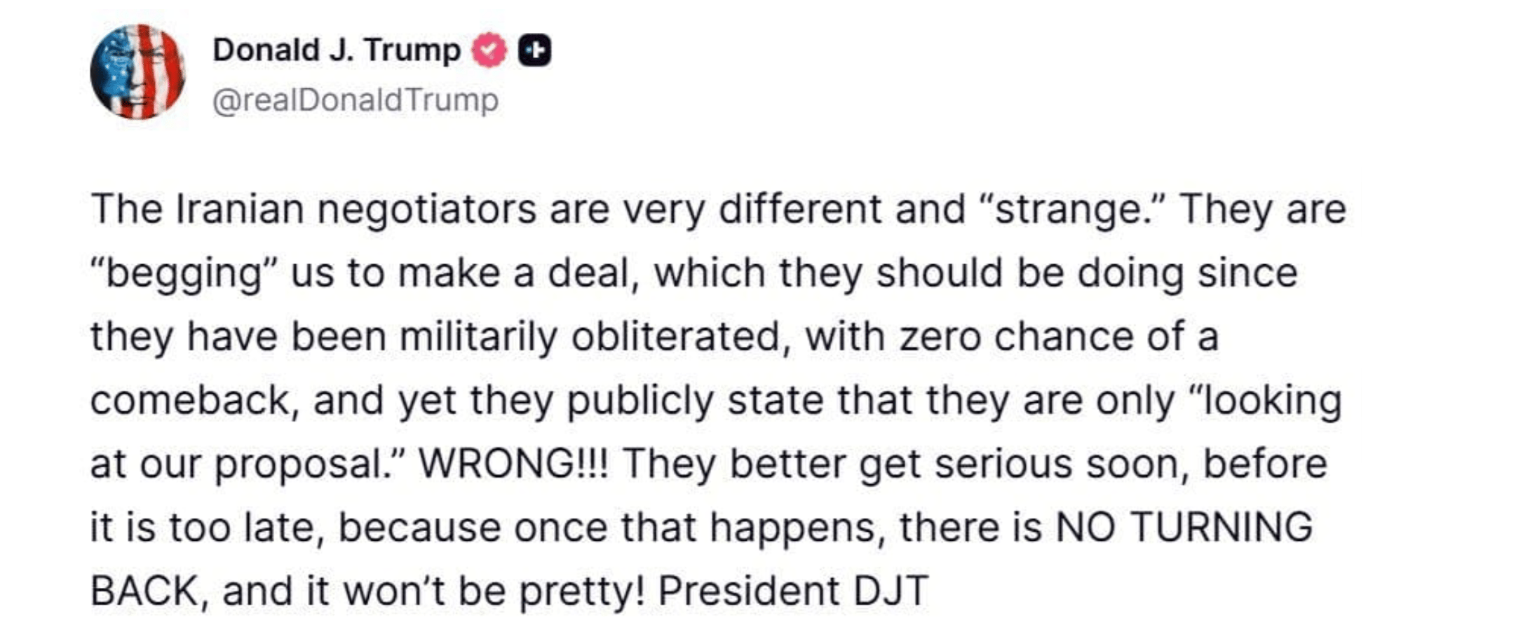 Trump threatens Iran