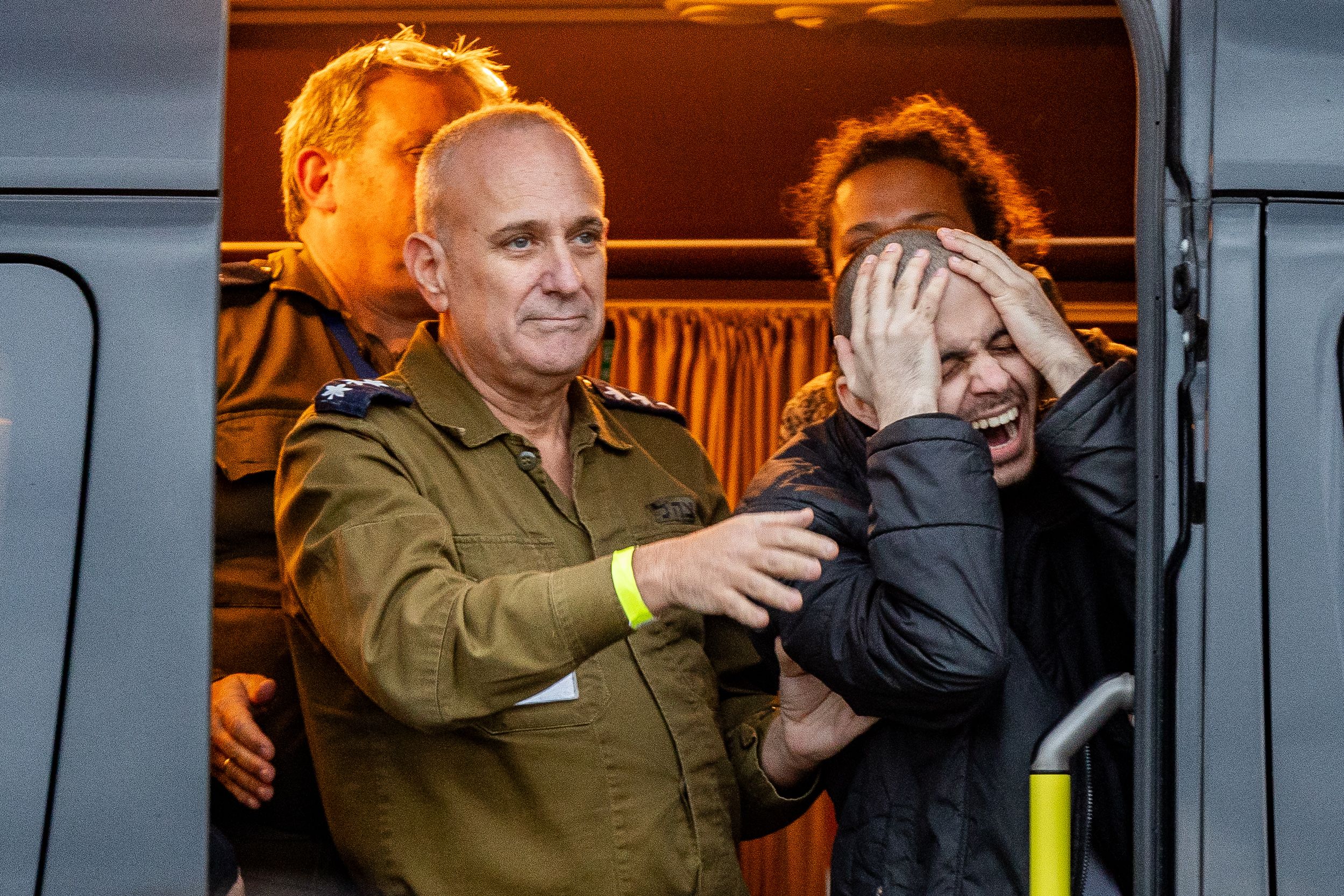 Released hostages Omer Wenkert arrives at the Rabin Medical Center in Petah Tikva, February 22, 2025