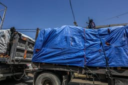 Aid trucks seized by Hamas. Illustration.