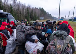 Migrants in Eastern Europe. Illustration.