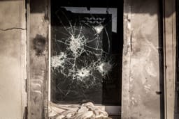 Houses destroyed when Hamas terrorists infiltrated Kibbutz Be'eri, Southern Israel. October 25, 2023.