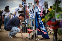 Friends and family of the victims of the Nova music festival massacre gather at the site of the massacre in southern Israel one year after the tragedy. October7, 2024.