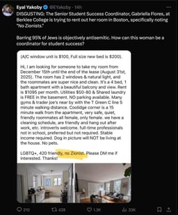 Screenshot from the post shared