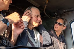 Gadi Mozes on the helicopter, free at last