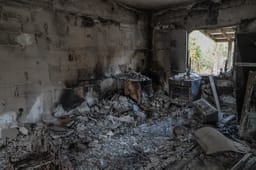 Burned house from October 7 attack.