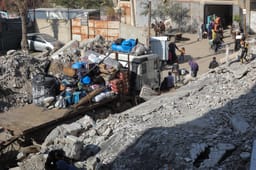 Palestinians transport people to Gaza City, following a ceasefire with Israel, on February 2, 2025