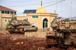 IDF tanks in Mays al-Jabal, southern Lebanon.