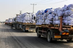 Humanitarian aid entering the Gaza Strip.