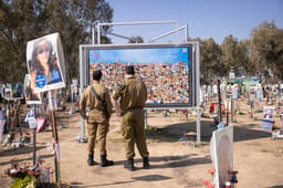 Israeli visit the site of the Nova music festival massacre in southern Israel. January 29, 2025. 