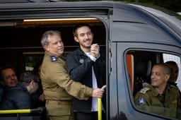  military helicopter with released hostages Eliya Cohen and Omer Shem Tov arrive at the Rabin Medical Center in Petah Tikva, February 22, 2025. 