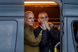 Released hostages Omer Wenkert arrives at the Rabin Medical Center in Petah Tikva, February 22, 2025.