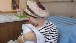 Meitar Eliyahu after the birth of her son
