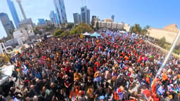 Hostage Square on the day of the funeral of Kfir, Ariel and Shiri Bibas