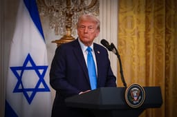 US President Donald Trump and Israeli prime Minister Benjamin Netanyahu holding a joint press conference at the White House in Washington D.C., February 4, 2025