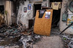 The destruction caused by Hamas terrorists in Kibbutz Nir Oz on October 7 massacre, near the Israeli-Gaza border, in southern Israel