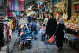 Arabs and Jews walking in the Old City Jerusalem